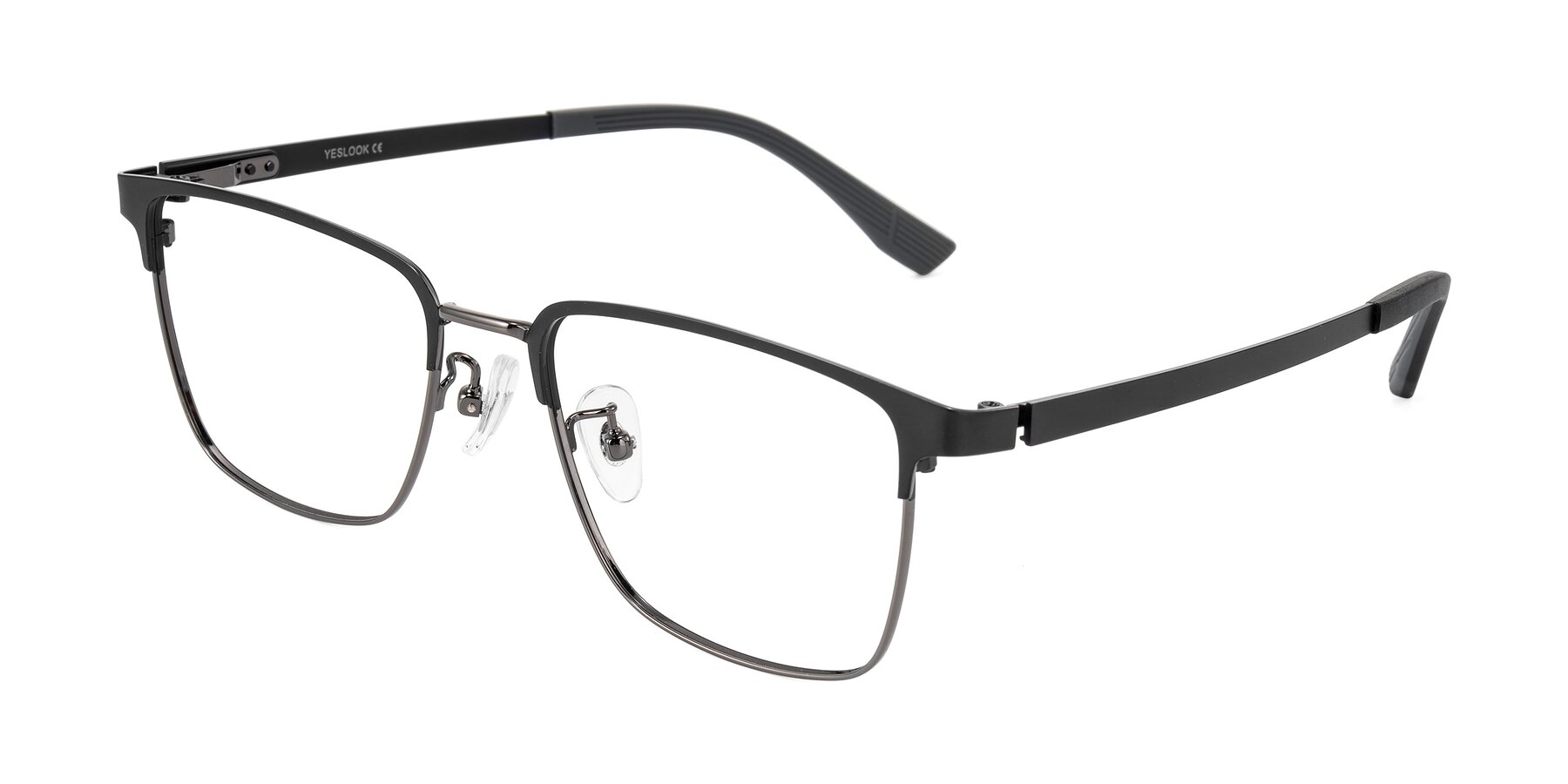 Angle of Rosita in Black/Gunmetal with Clear Eyeglass Lenses