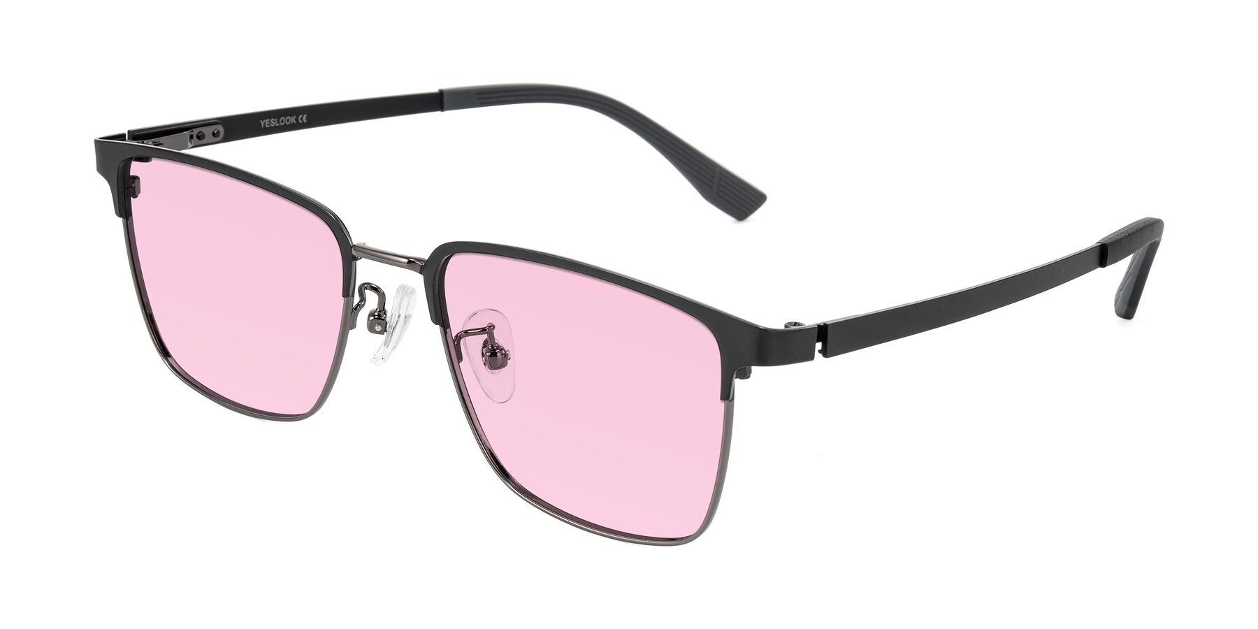 Angle of Rosita in Black/Gunmetal with Light Pink Tinted Lenses