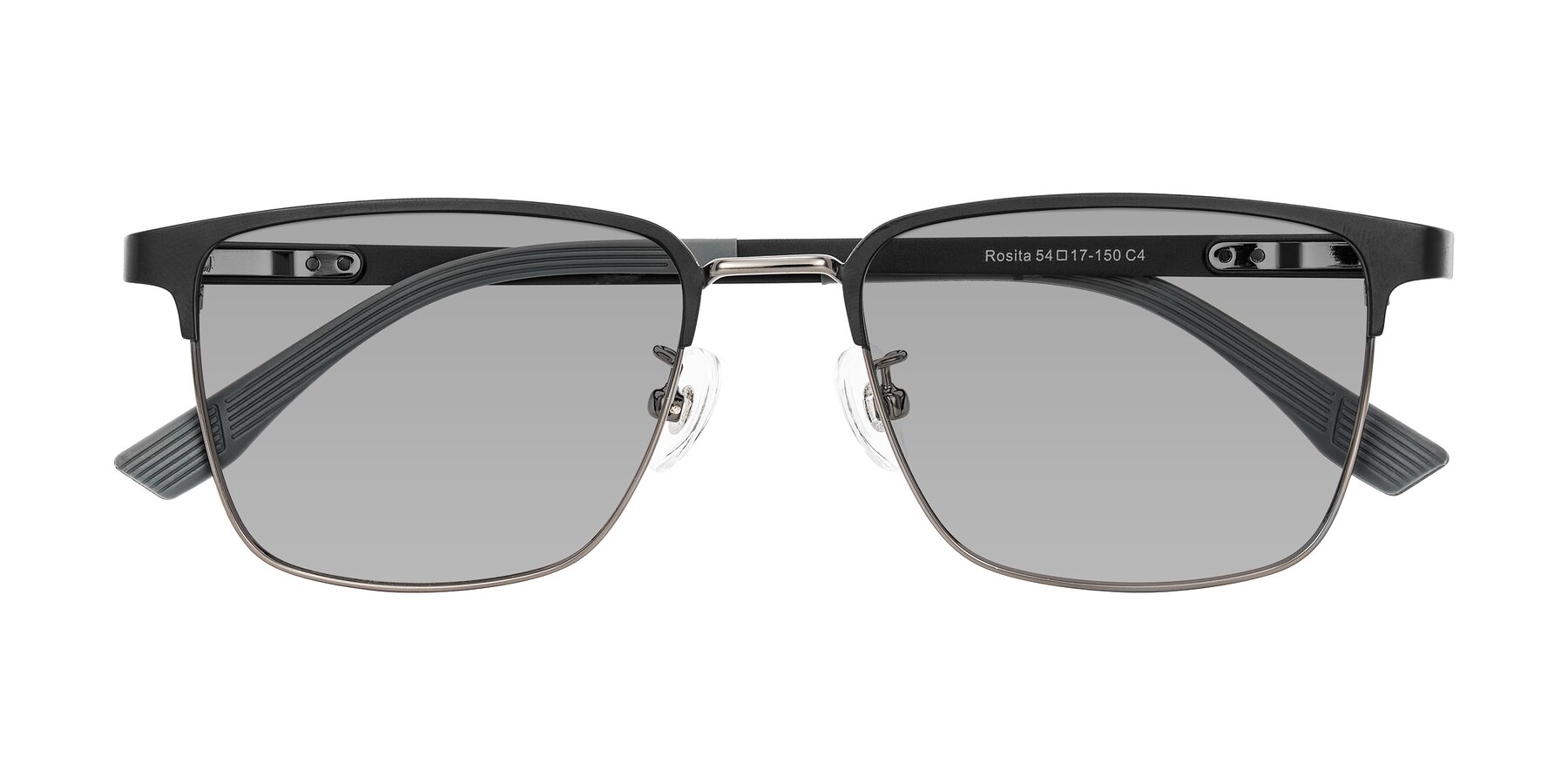 Folded Front of Rosita in Black/Gunmetal with Light Gray Tinted Lenses