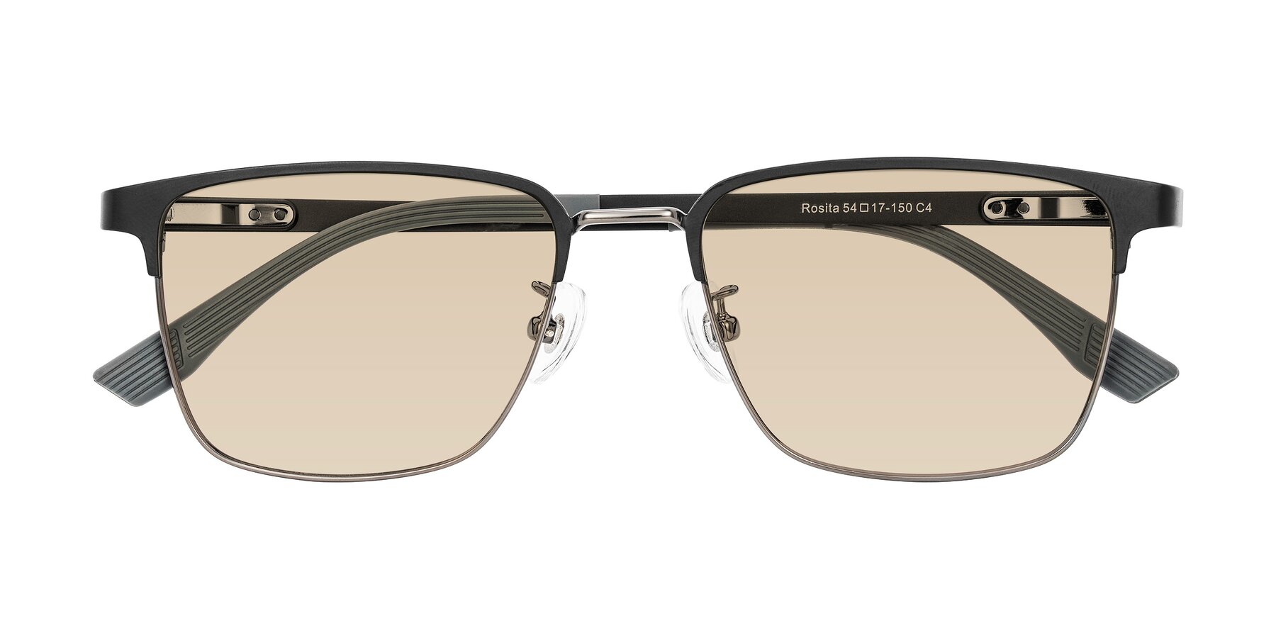 Folded Front of Rosita in Black/Gunmetal with Light Brown Tinted Lenses