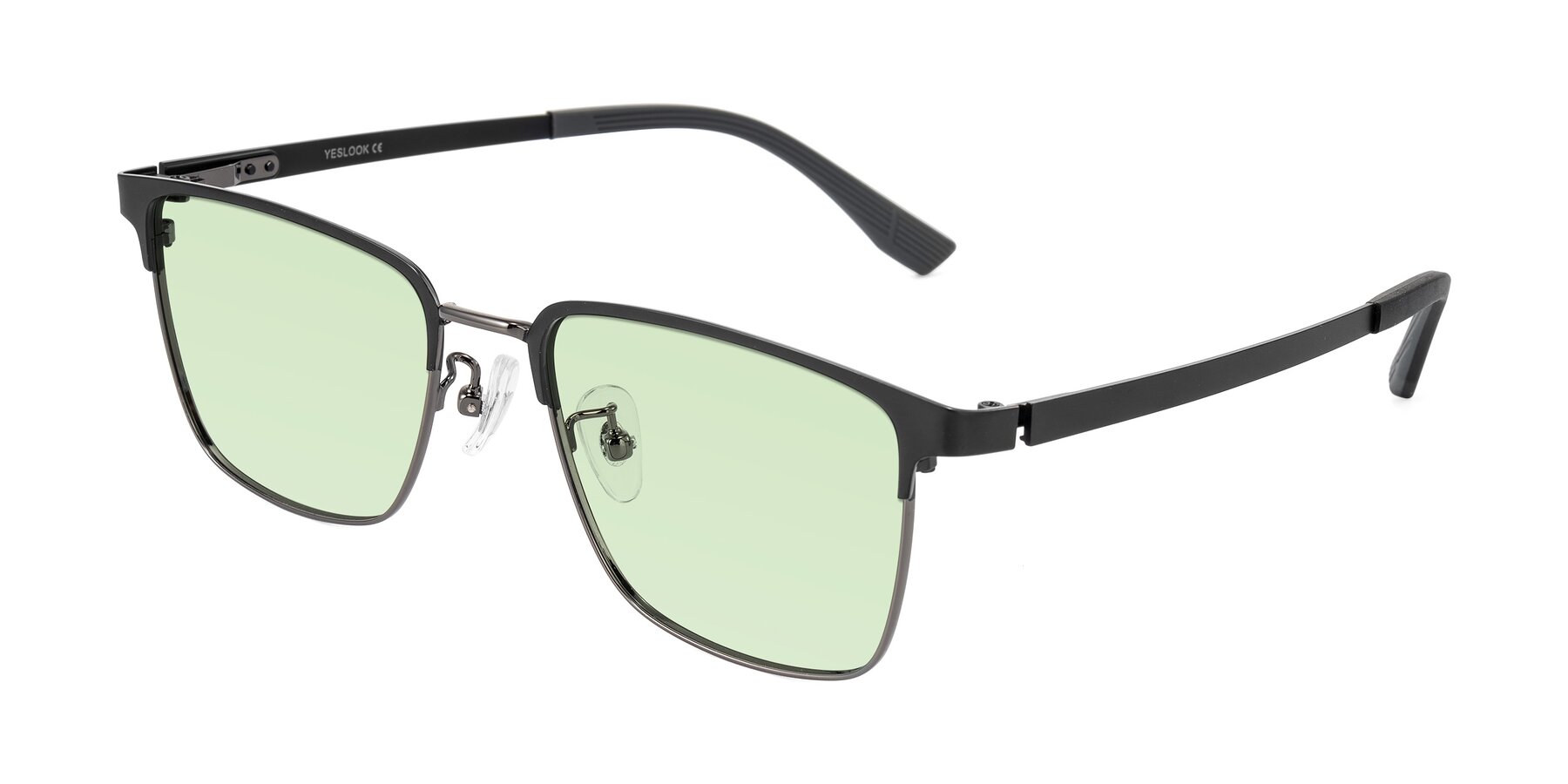 Angle of Rosita in Black/Gunmetal with Light Green Tinted Lenses