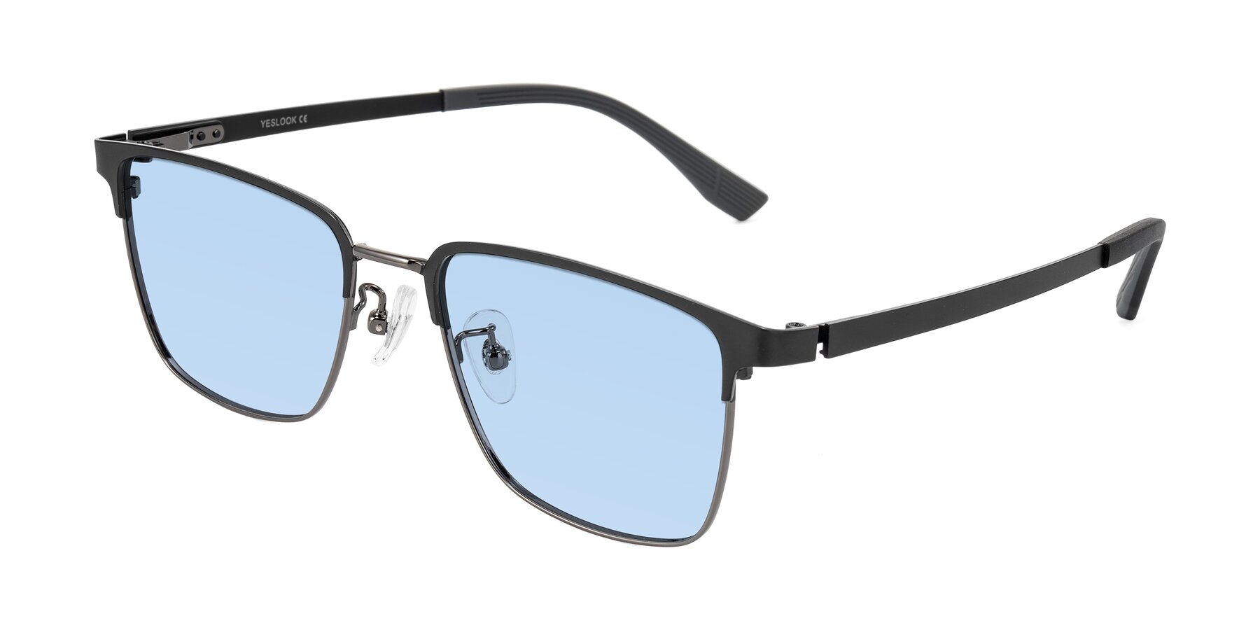 Angle of Rosita in Black/Gunmetal with Light Blue Tinted Lenses