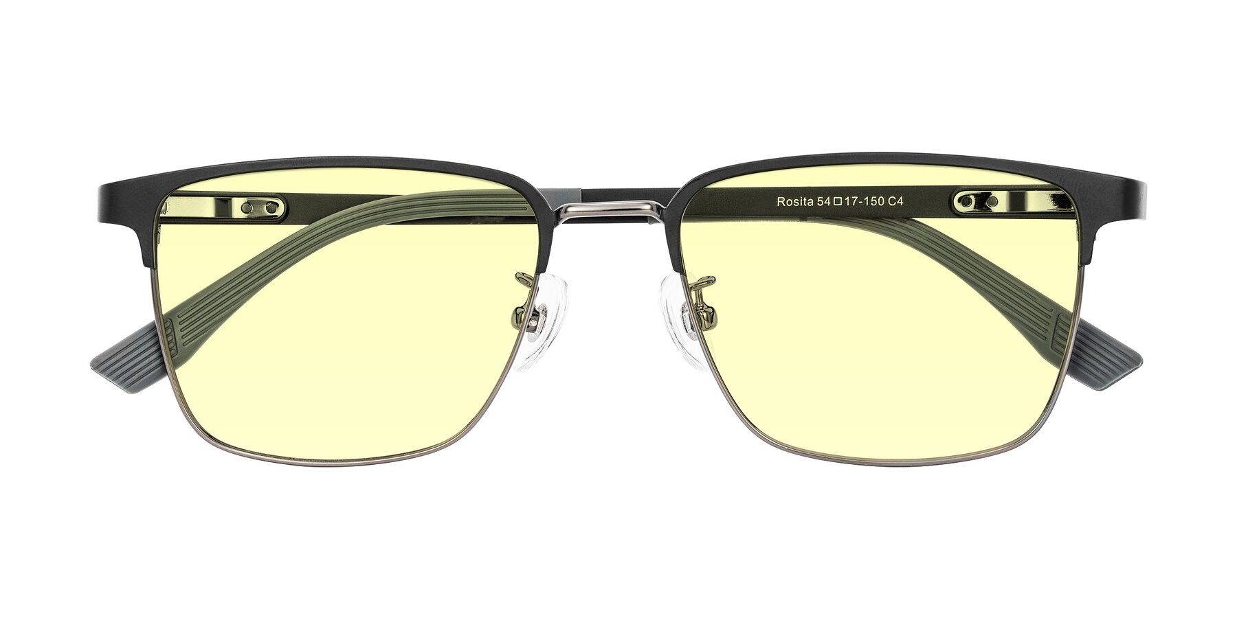 Folded Front of Rosita in Black/Gunmetal with Light Yellow Tinted Lenses