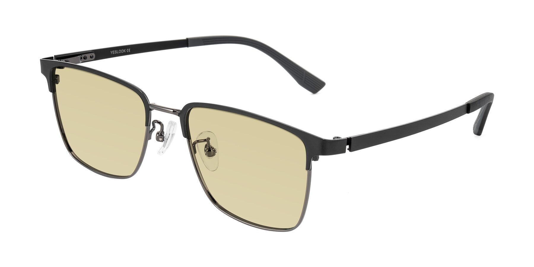 Angle of Rosita in Black/Gunmetal with Light Champagne Tinted Lenses