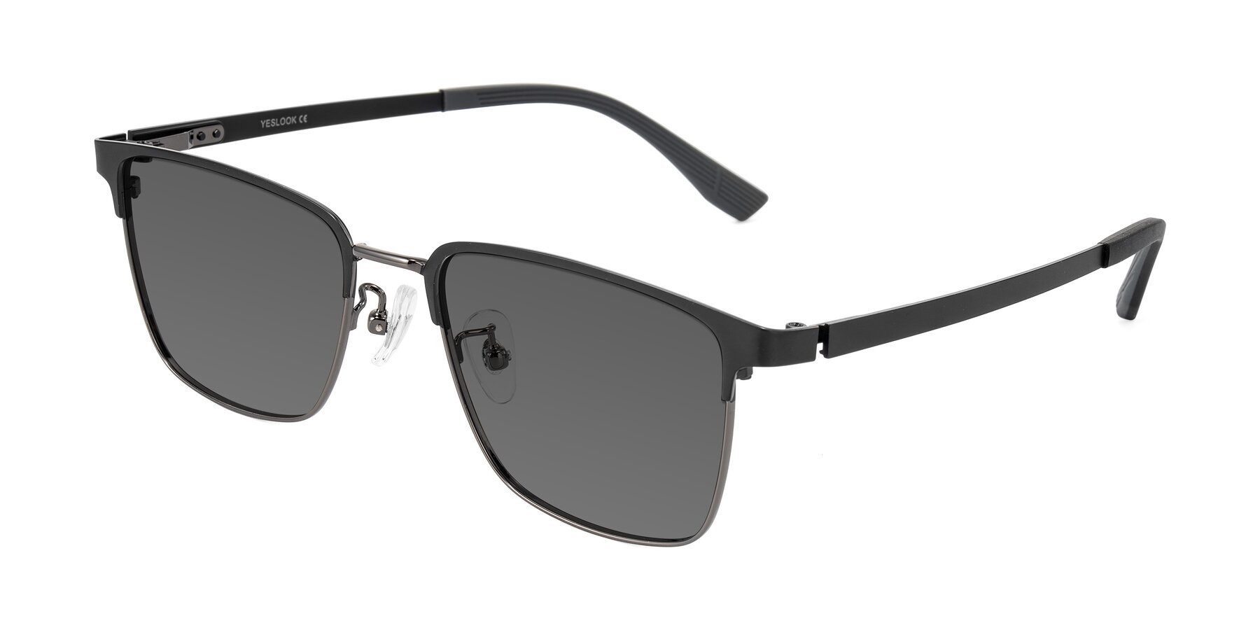 Angle of Rosita in Black/Gunmetal with Medium Gray Tinted Lenses