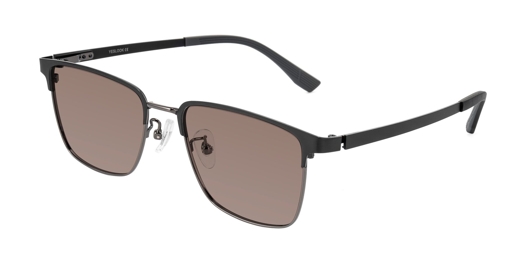 Angle of Rosita in Black/Gunmetal with Medium Brown Tinted Lenses