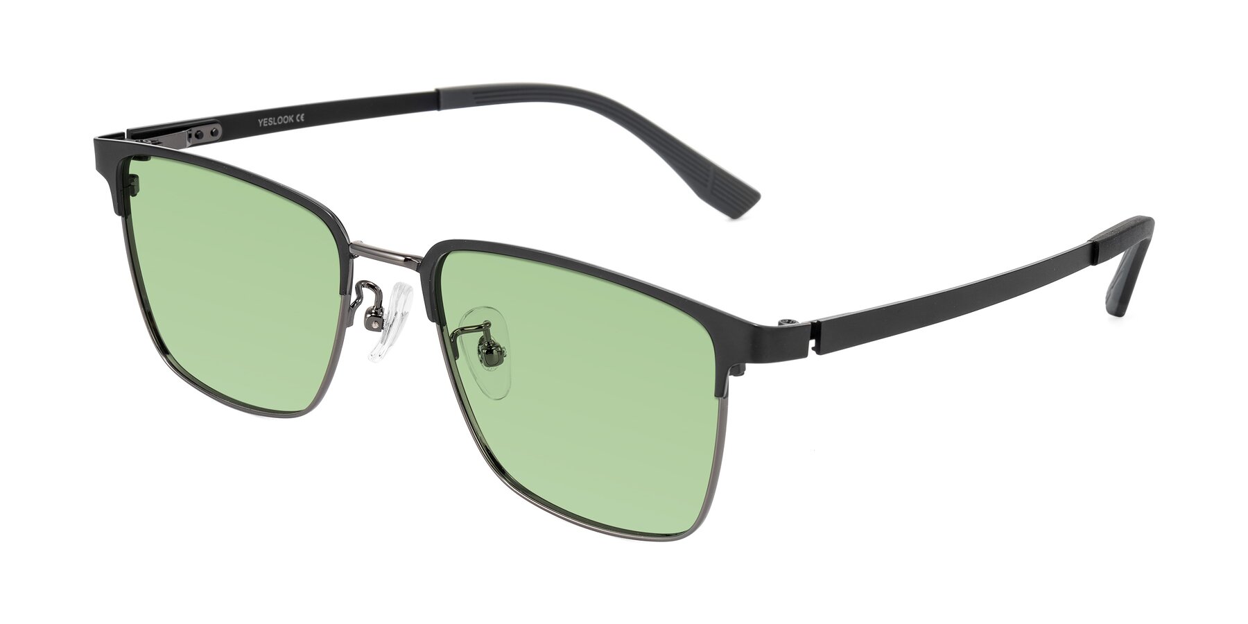 Angle of Rosita in Black/Gunmetal with Medium Green Tinted Lenses