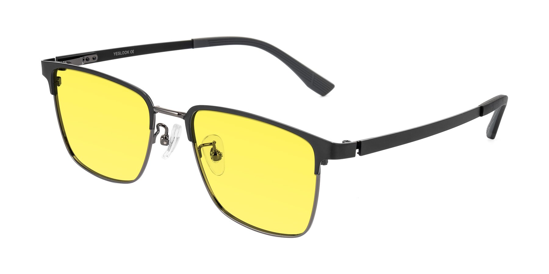Angle of Rosita in Black/Gunmetal with Medium Yellow Tinted Lenses