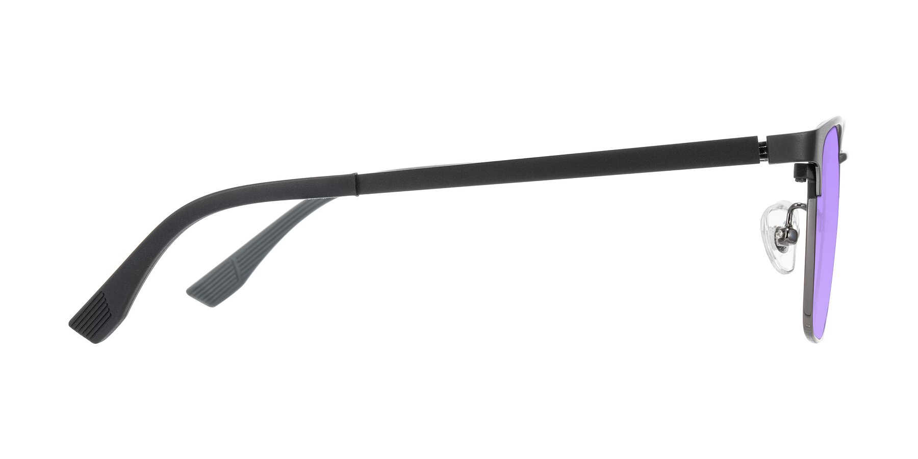Side of Rosita in Black/Gunmetal with Medium Purple Tinted Lenses