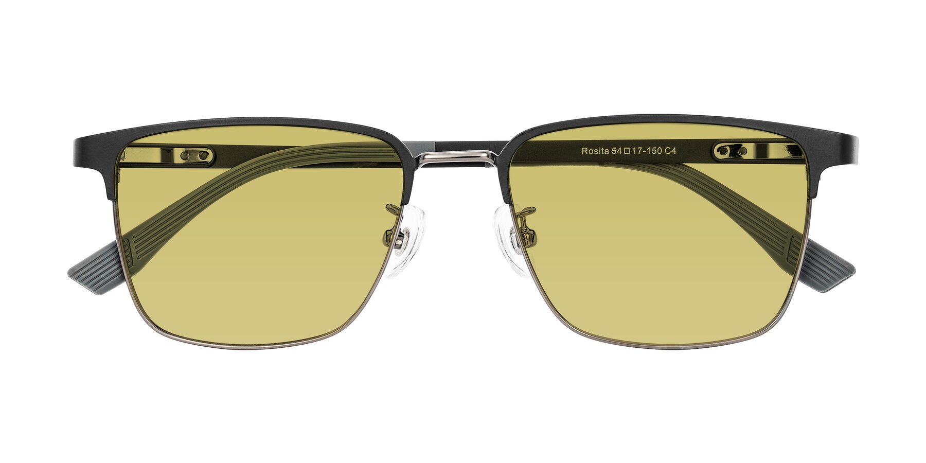 Folded Front of Rosita in Black/Gunmetal with Medium Champagne Tinted Lenses