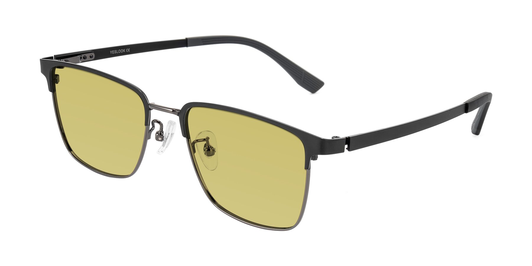 Angle of Rosita in Black/Gunmetal with Medium Champagne Tinted Lenses