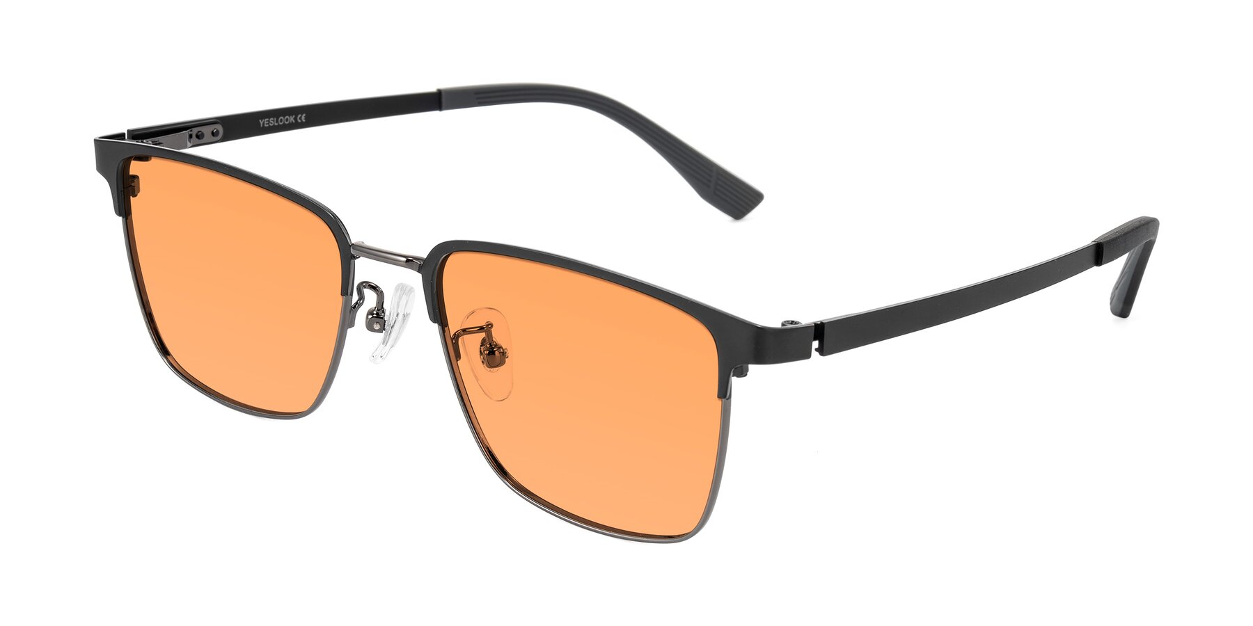 Angle of Rosita in Black/Gunmetal with Medium Orange Tinted Lenses