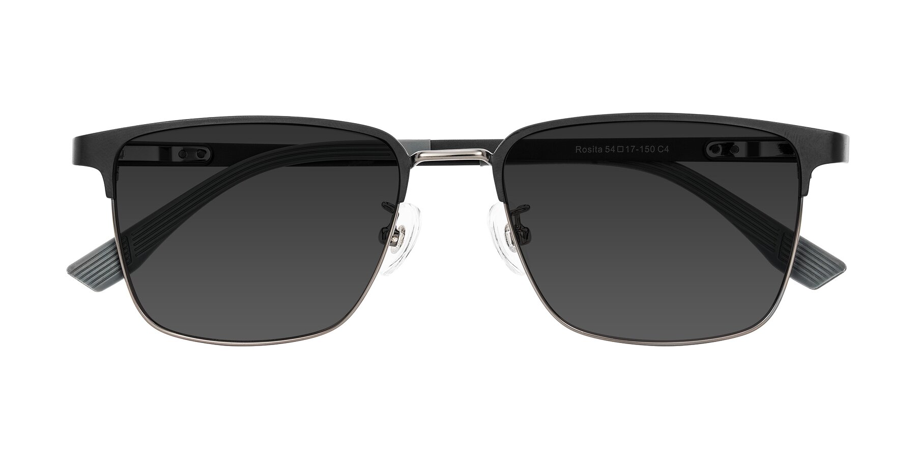 Folded Front of Rosita in Black/Gunmetal with Gray Tinted Lenses