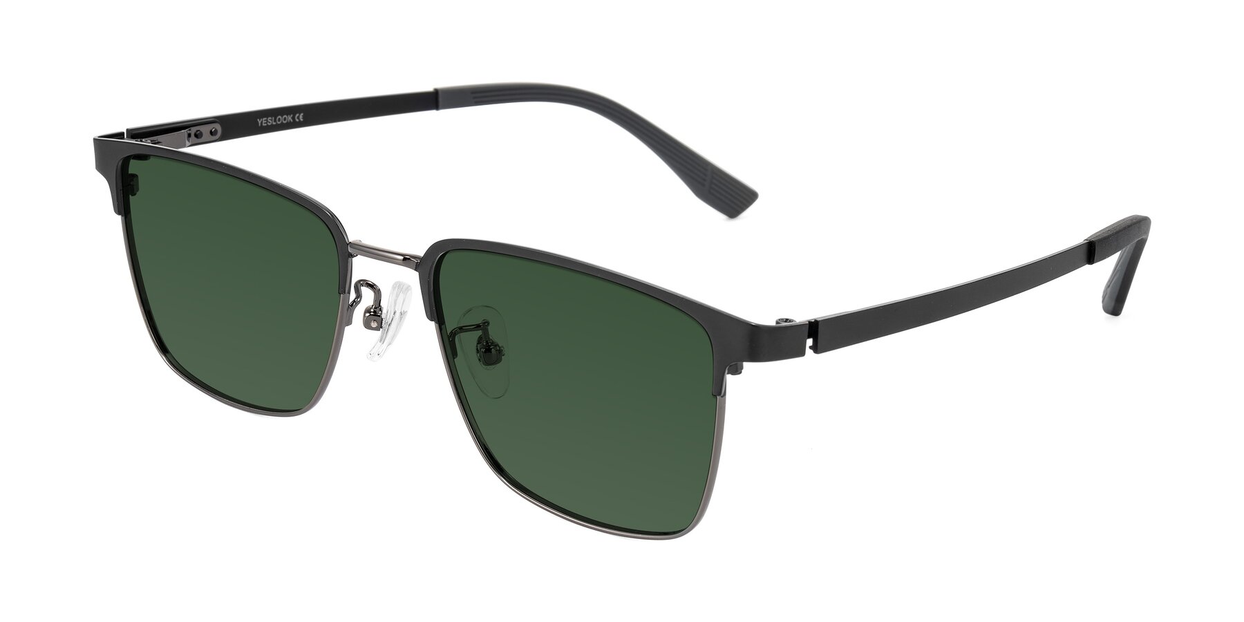 Angle of Rosita in Black/Gunmetal with Green Tinted Lenses