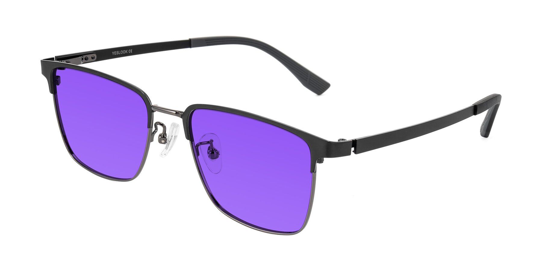 Angle of Rosita in Black/Gunmetal with Purple Tinted Lenses
