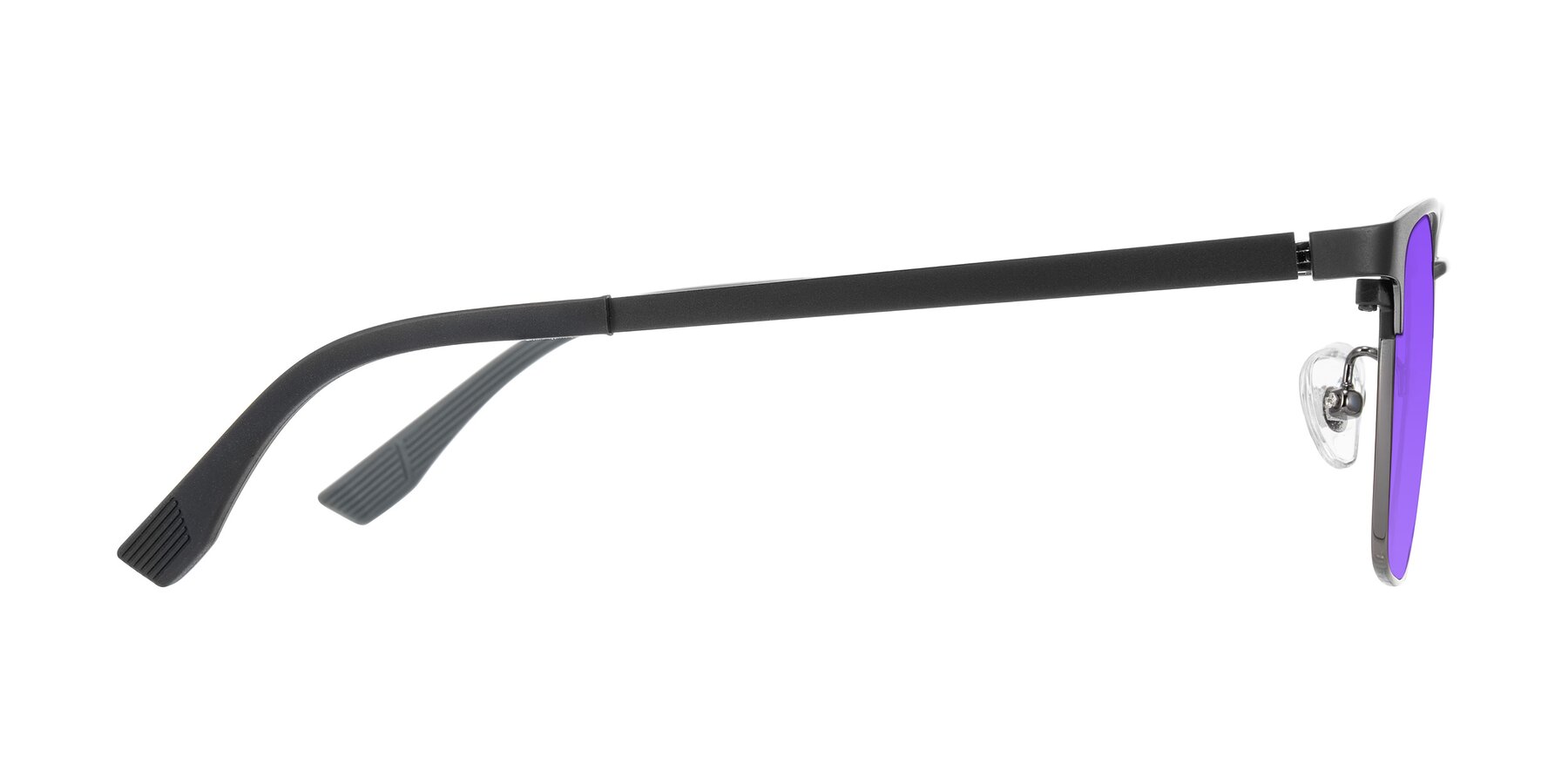 Side of Rosita in Black/Gunmetal with Purple Tinted Lenses