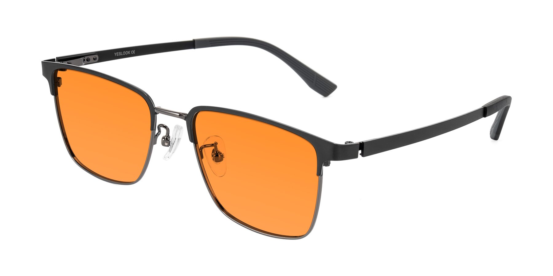 Angle of Rosita in Black/Gunmetal with Orange Tinted Lenses