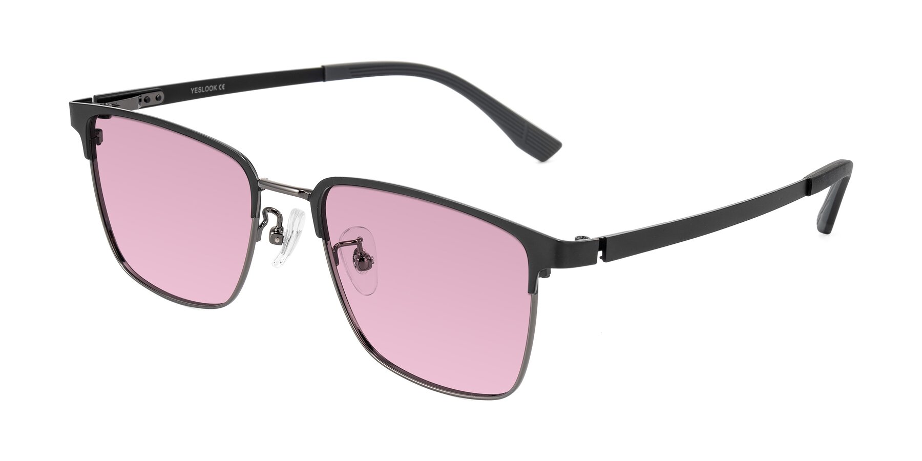 Angle of Rosita in Black/Gunmetal with Light Wine Tinted Lenses