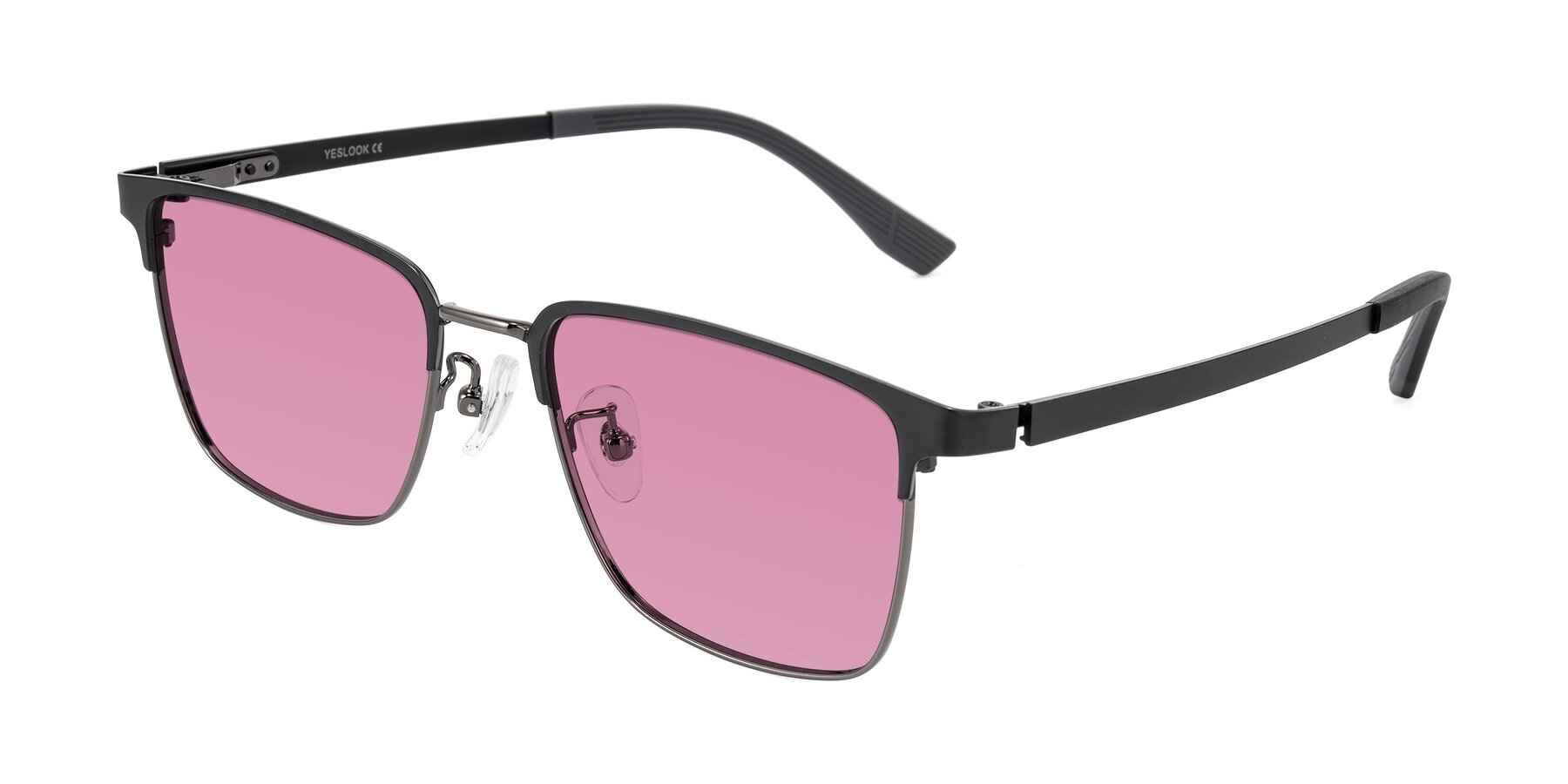Angle of Rosita in Black/Gunmetal with Medium Wine Tinted Lenses