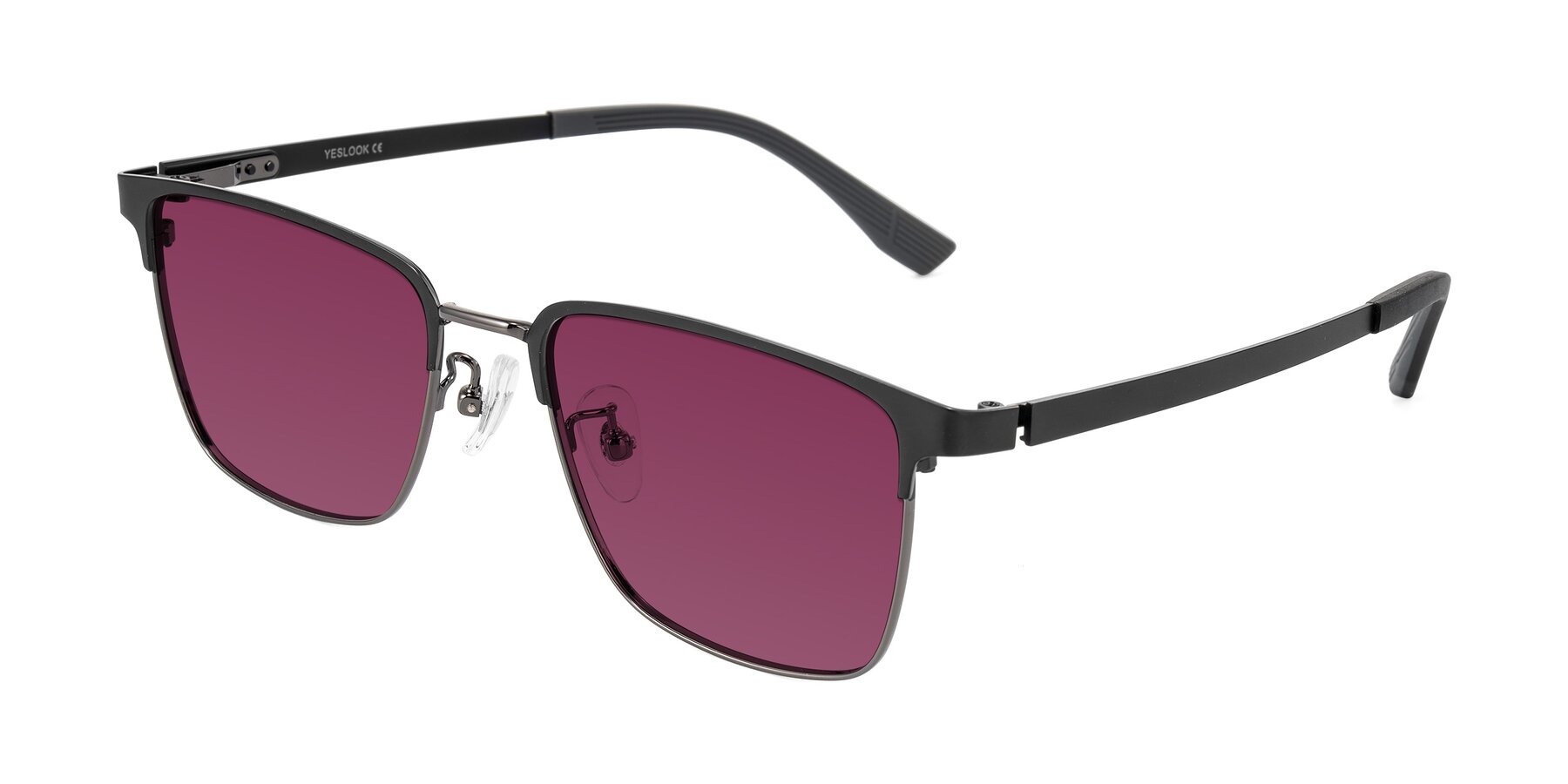Angle of Rosita in Black/Gunmetal with Wine Tinted Lenses