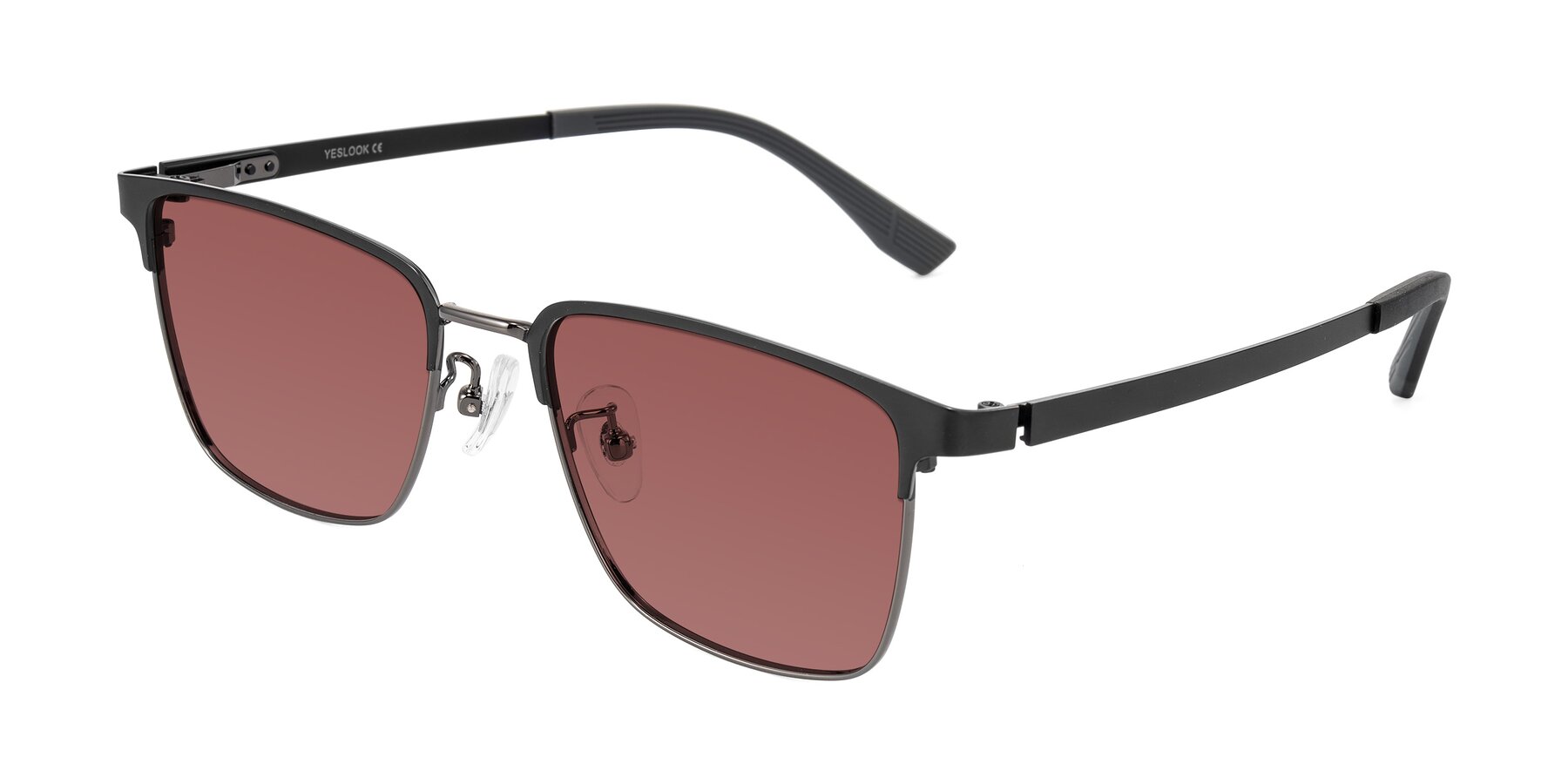 Angle of Rosita in Black/Gunmetal with Garnet Tinted Lenses