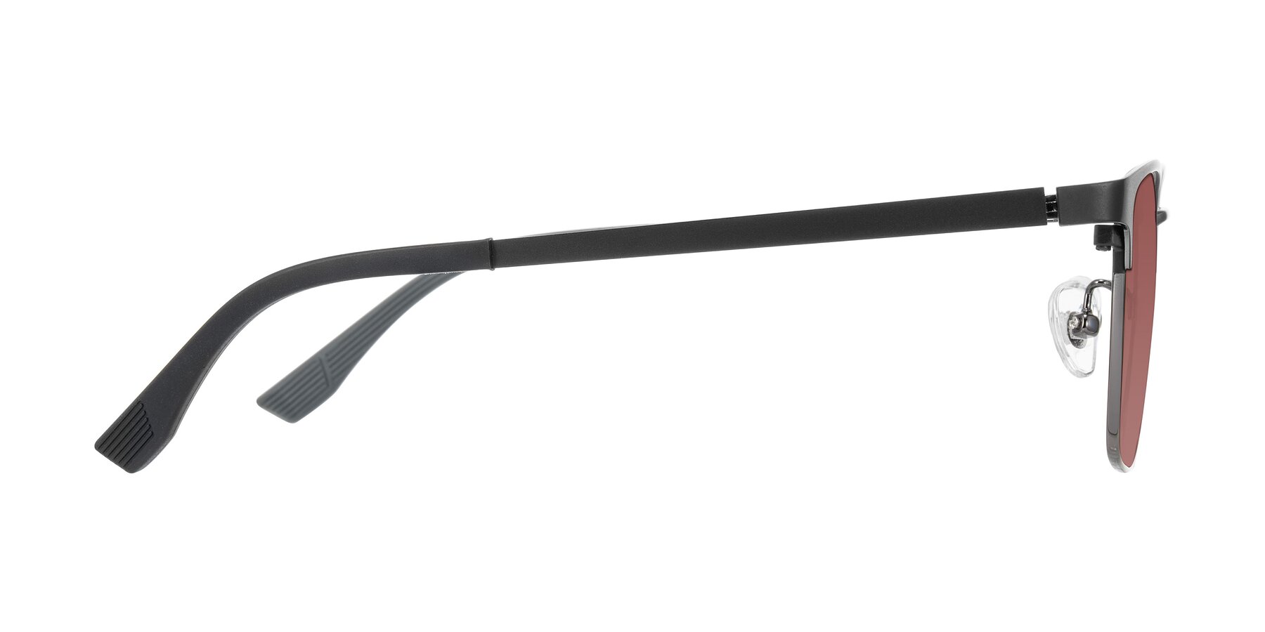 Side of Rosita in Black/Gunmetal with Garnet Tinted Lenses