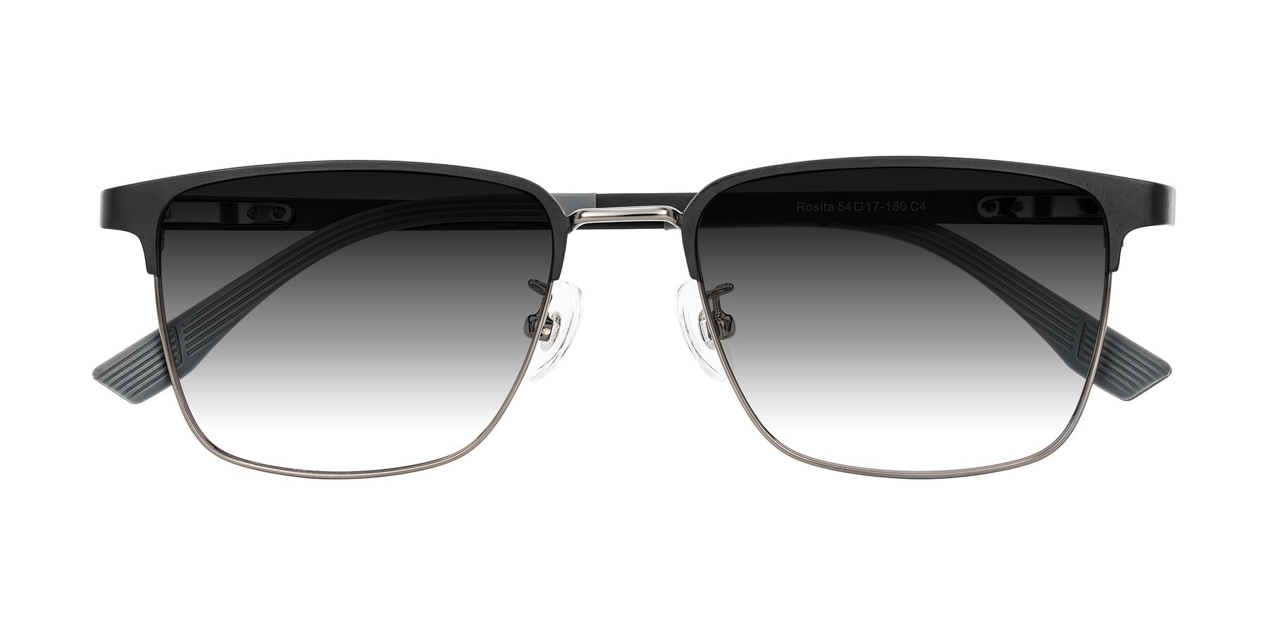 Folded Front of Rosita in Black/Gunmetal with Gray Gradient Lenses