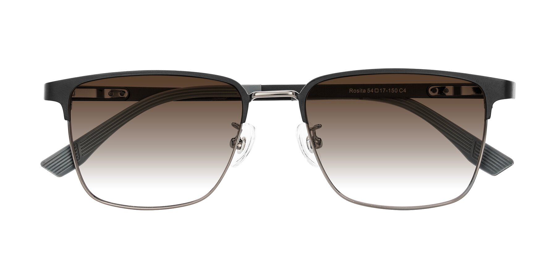 Folded Front of Rosita in Black/Gunmetal with Brown Gradient Lenses