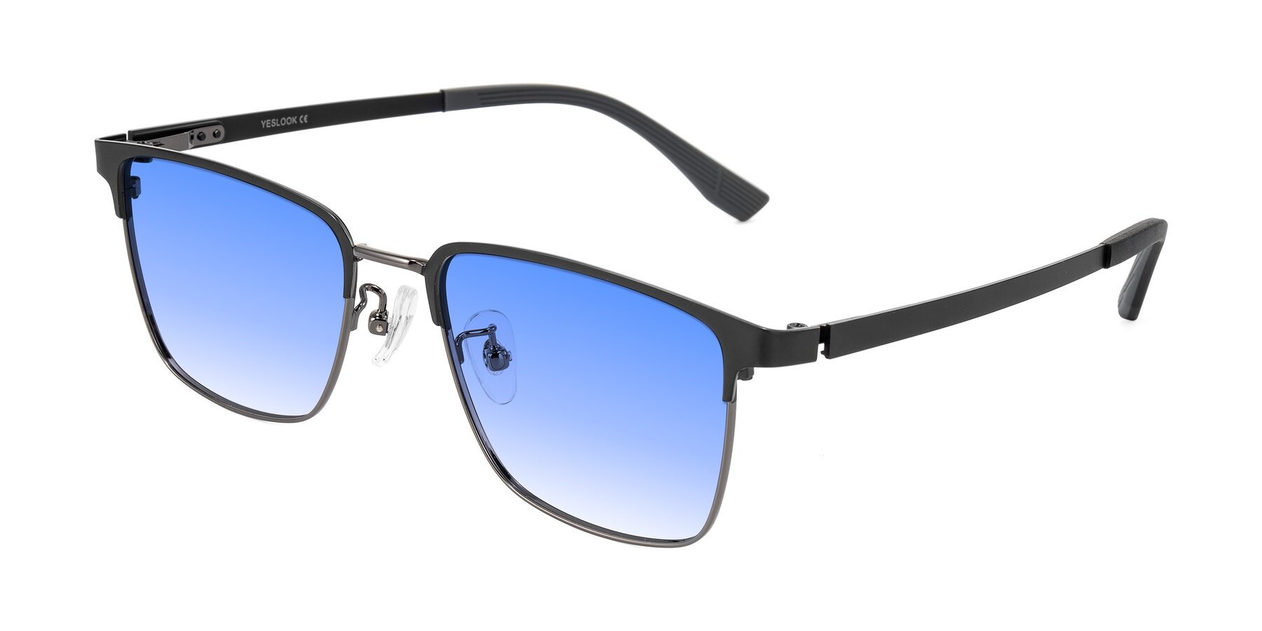 Angle of Rosita in Black/Gunmetal with Blue Gradient Lenses