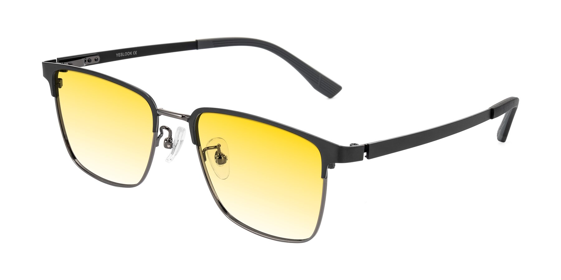 Angle of Rosita in Black/Gunmetal with Yellow Gradient Lenses