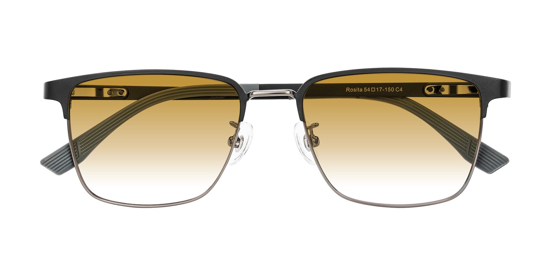 Folded Front of Rosita in Black/Gunmetal with Champagne Gradient Lenses