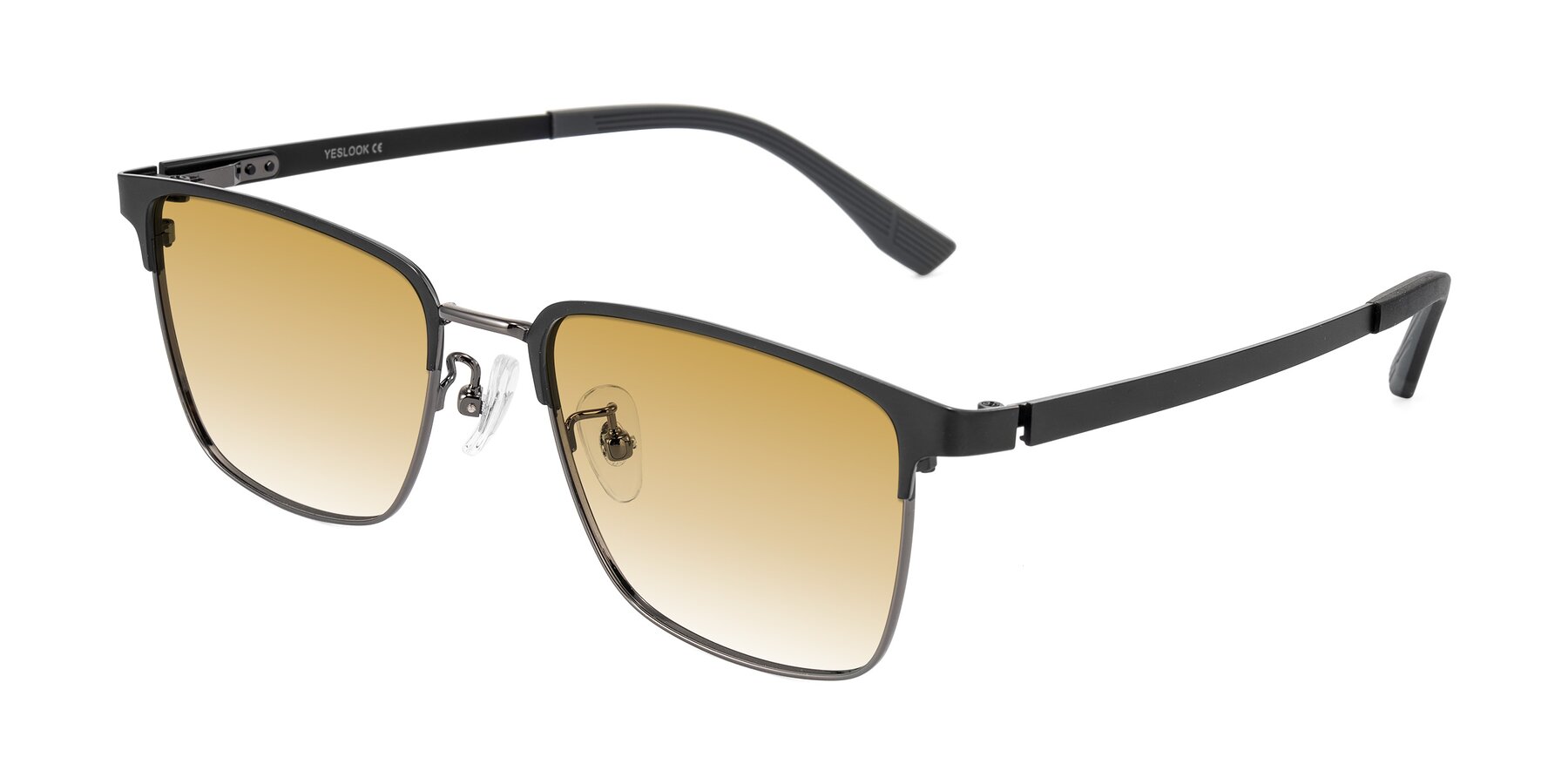 Angle of Rosita in Black/Gunmetal with Champagne Gradient Lenses