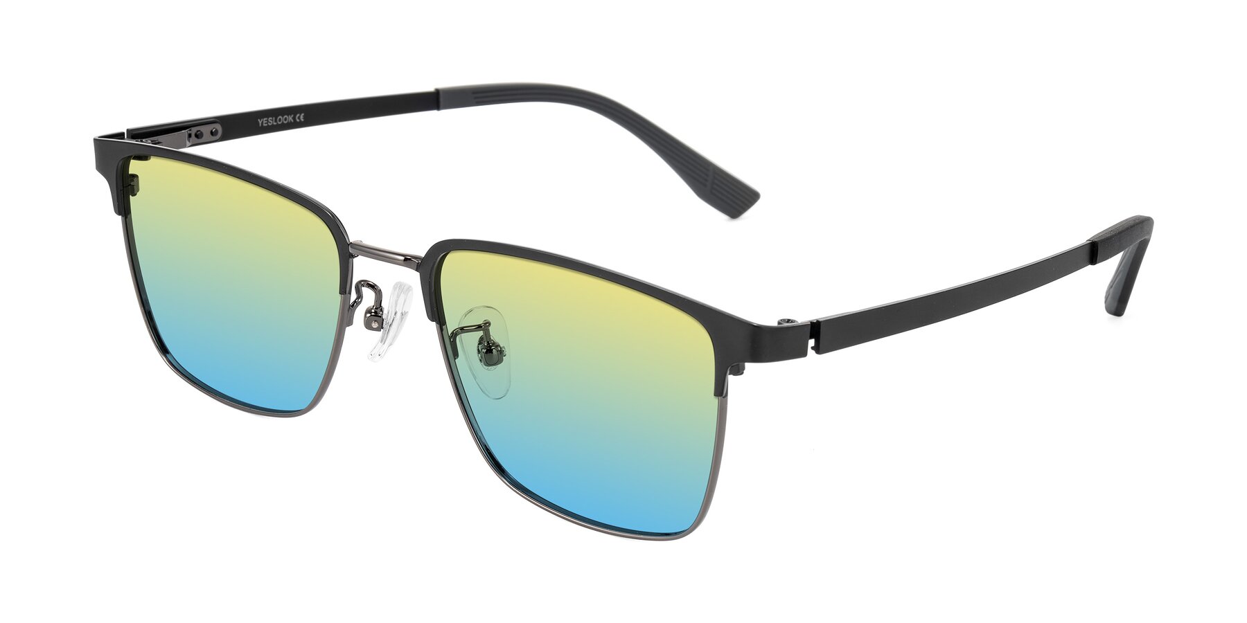 Angle of Rosita in Black/Gunmetal with Yellow / Blue Gradient Lenses