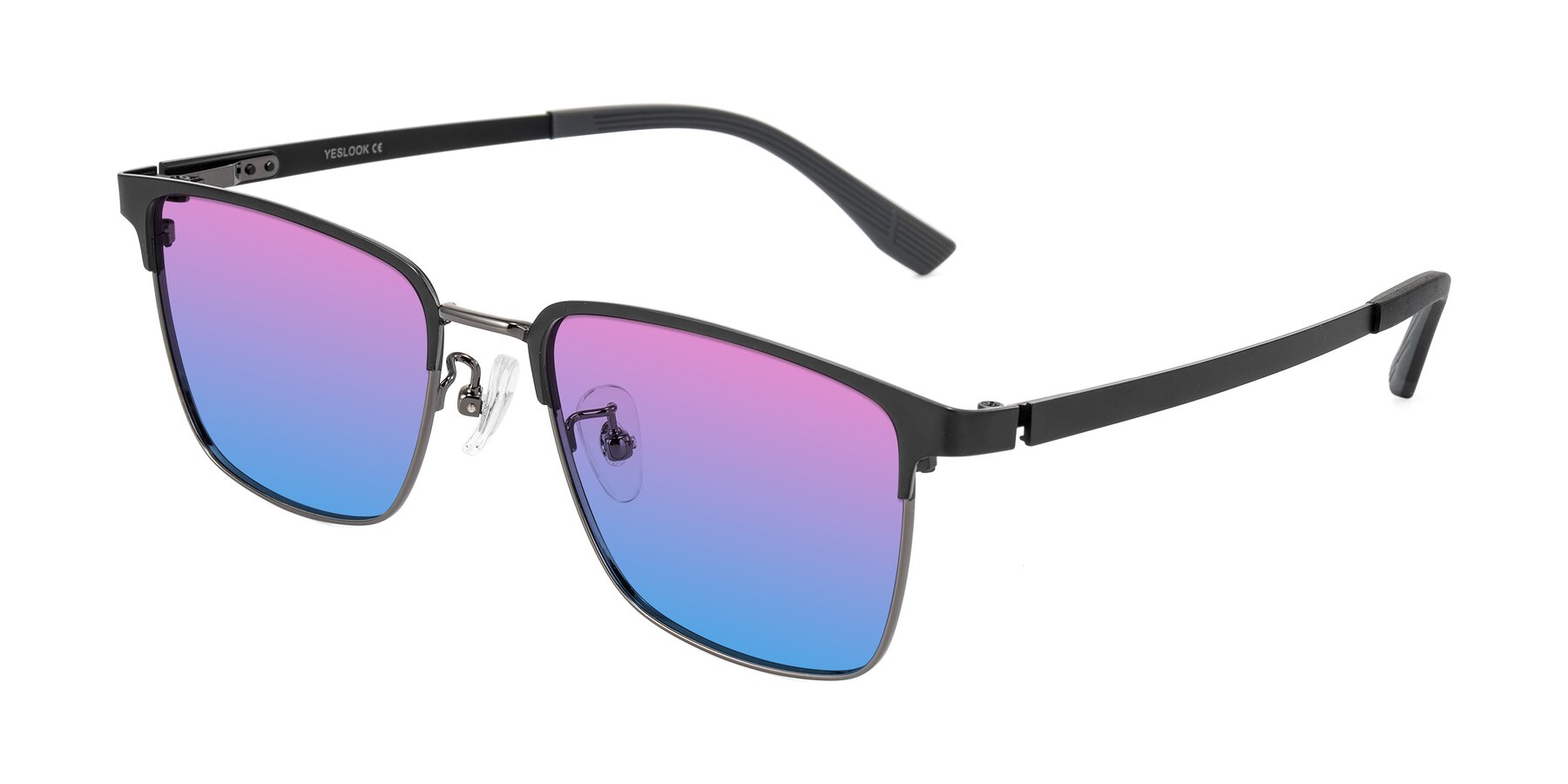 Angle of Rosita in Black/Gunmetal with Pink / Blue Gradient Lenses