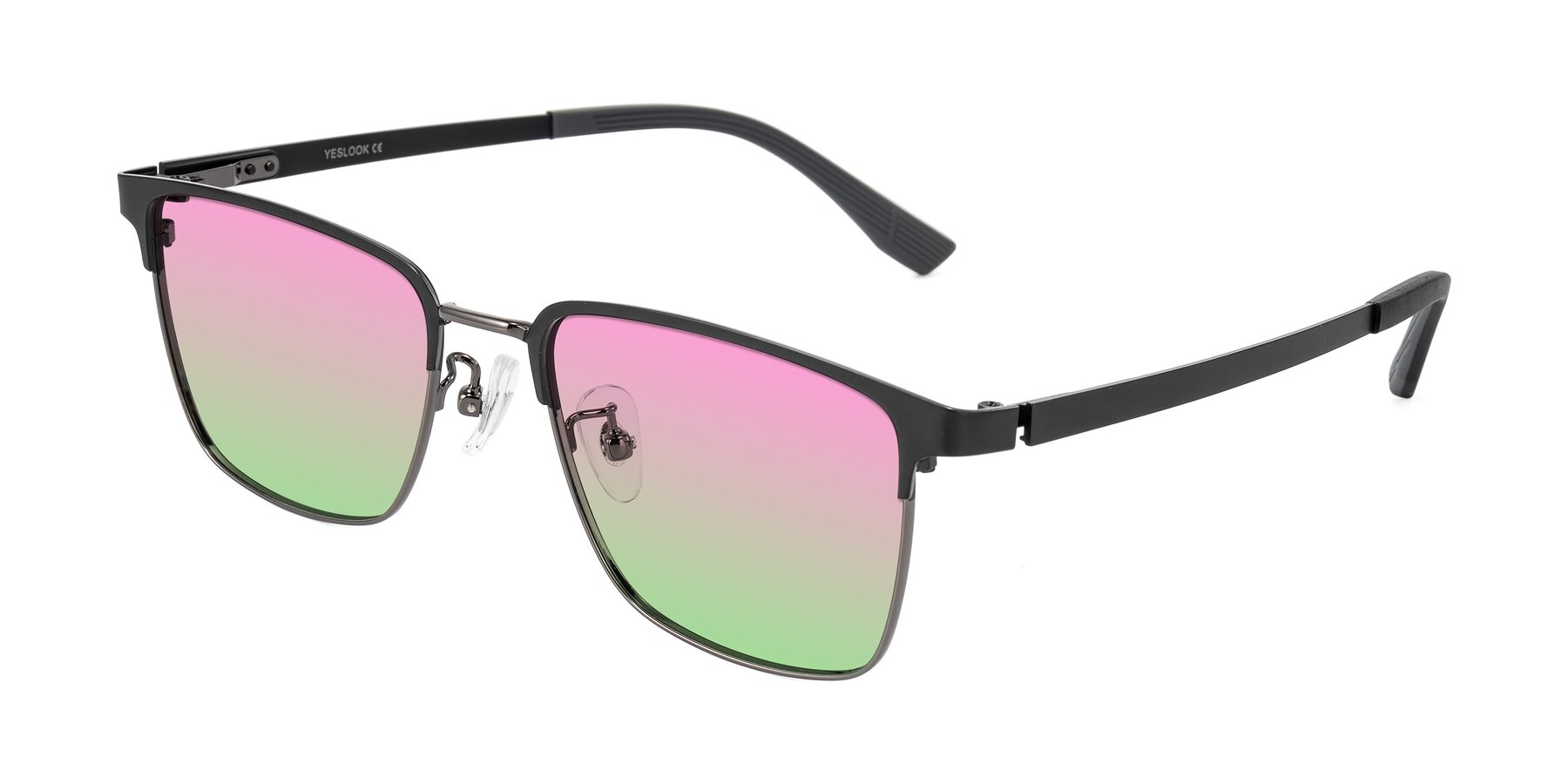Angle of Rosita in Black/Gunmetal with Pink / Green Gradient Lenses