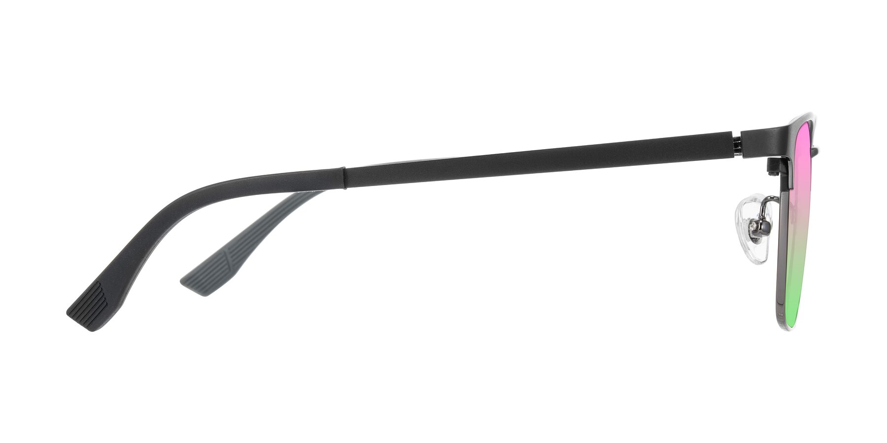 Side of Rosita in Black/Gunmetal with Pink / Green Gradient Lenses