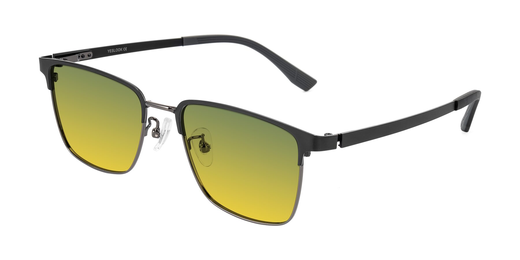 Angle of Rosita in Black/Gunmetal with Green / Yellow Gradient Lenses