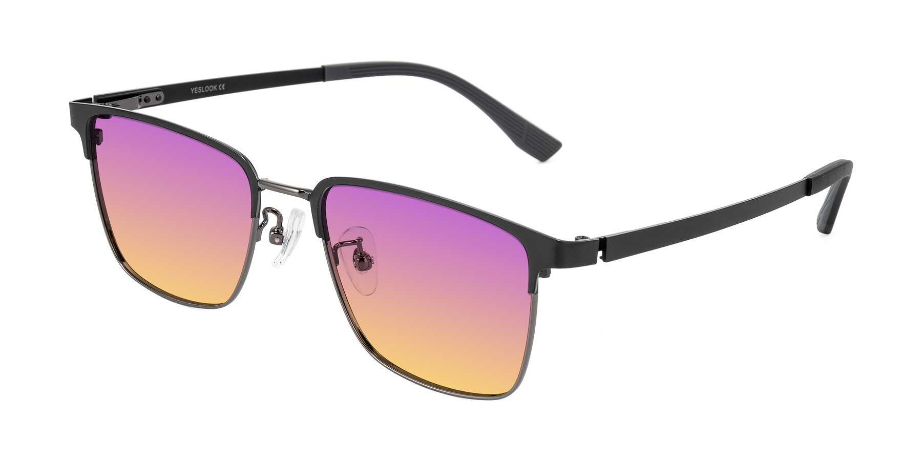 Angle of Rosita in Black/Gunmetal with Purple / Yellow Gradient Lenses