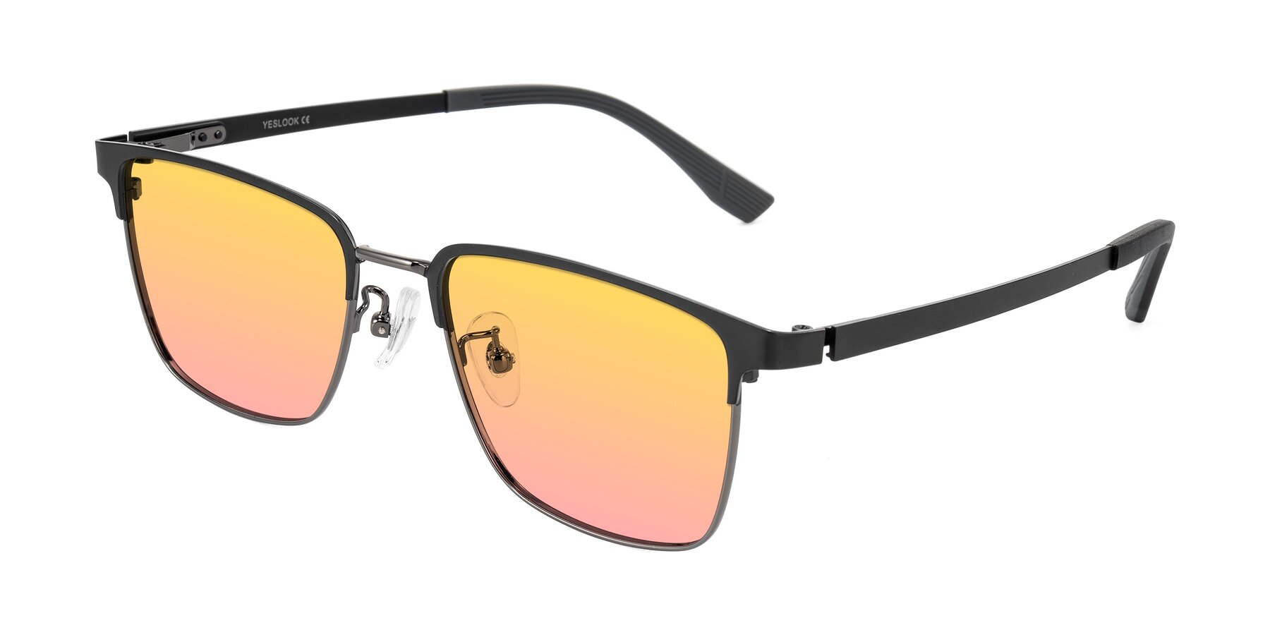 Angle of Rosita in Black/Gunmetal with Yellow / Pink Gradient Lenses