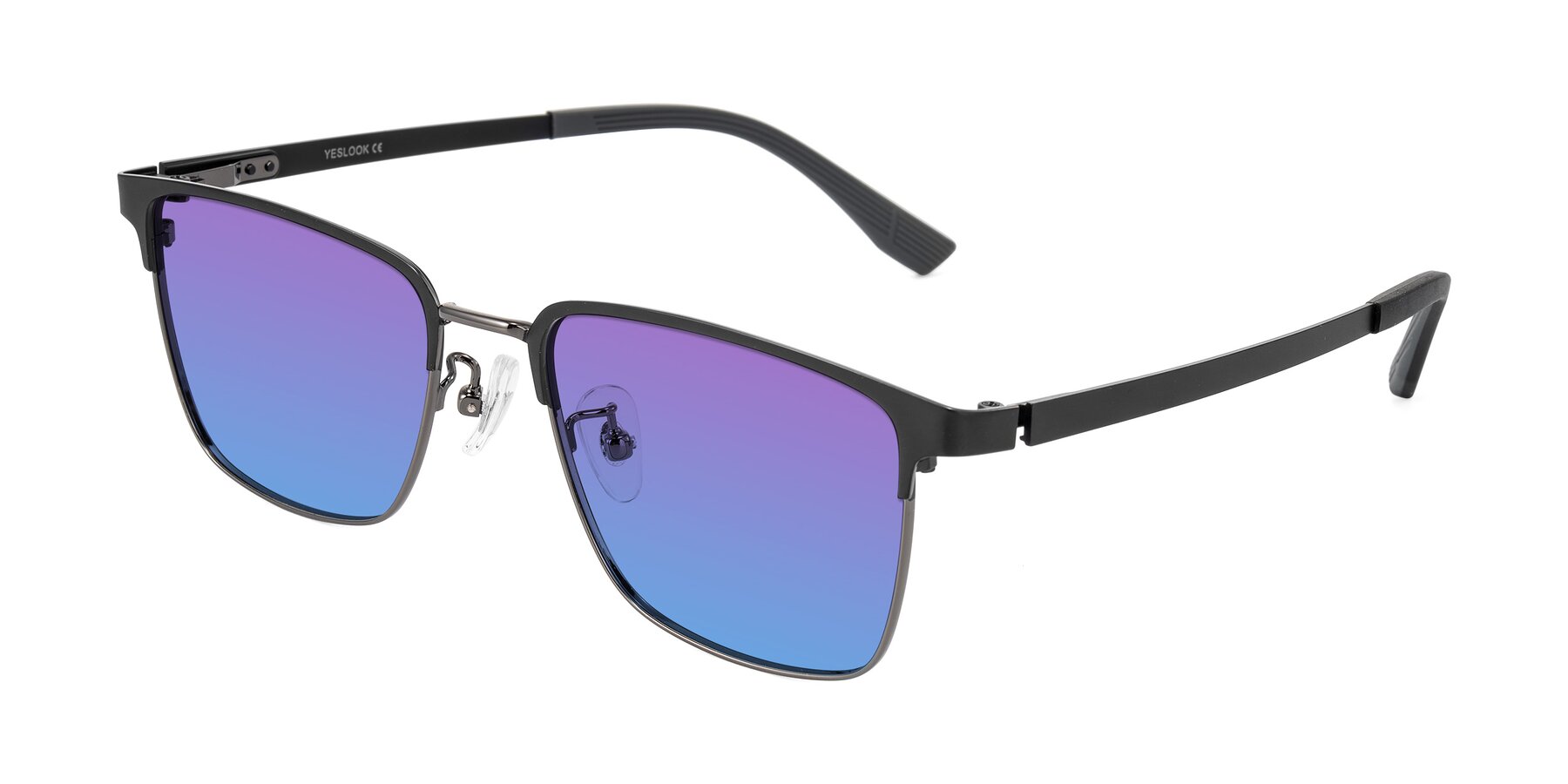 Angle of Rosita in Black/Gunmetal with Purple / Blue Gradient Lenses