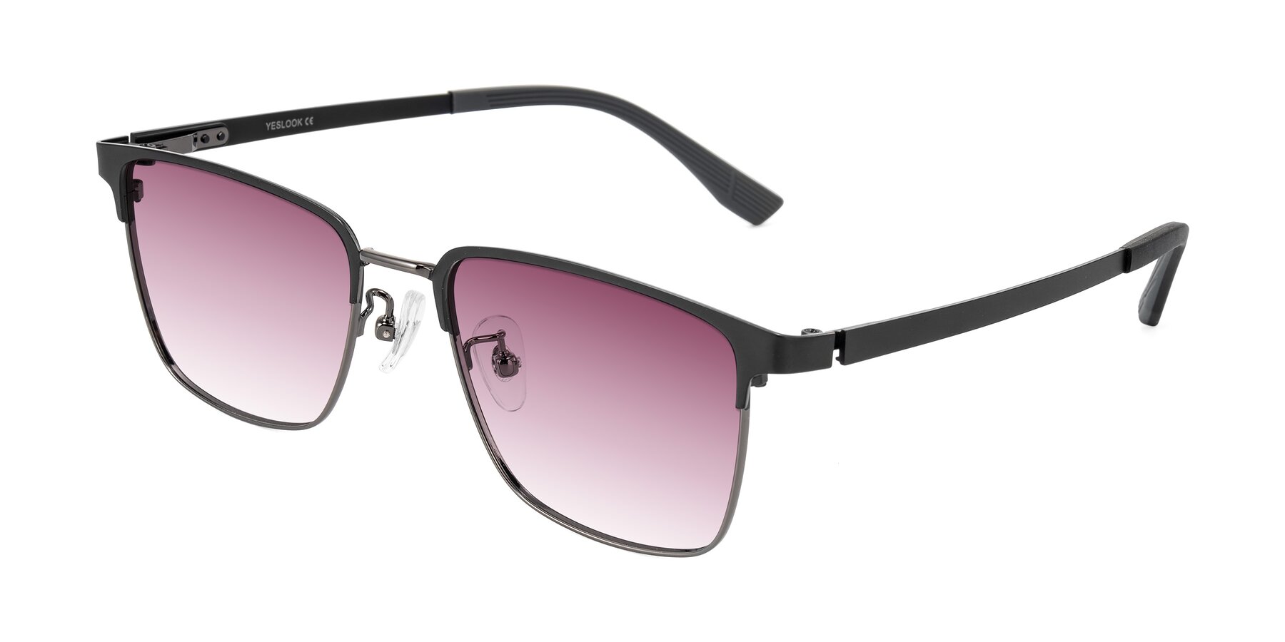 Angle of Rosita in Black/Gunmetal with Wine Gradient Lenses