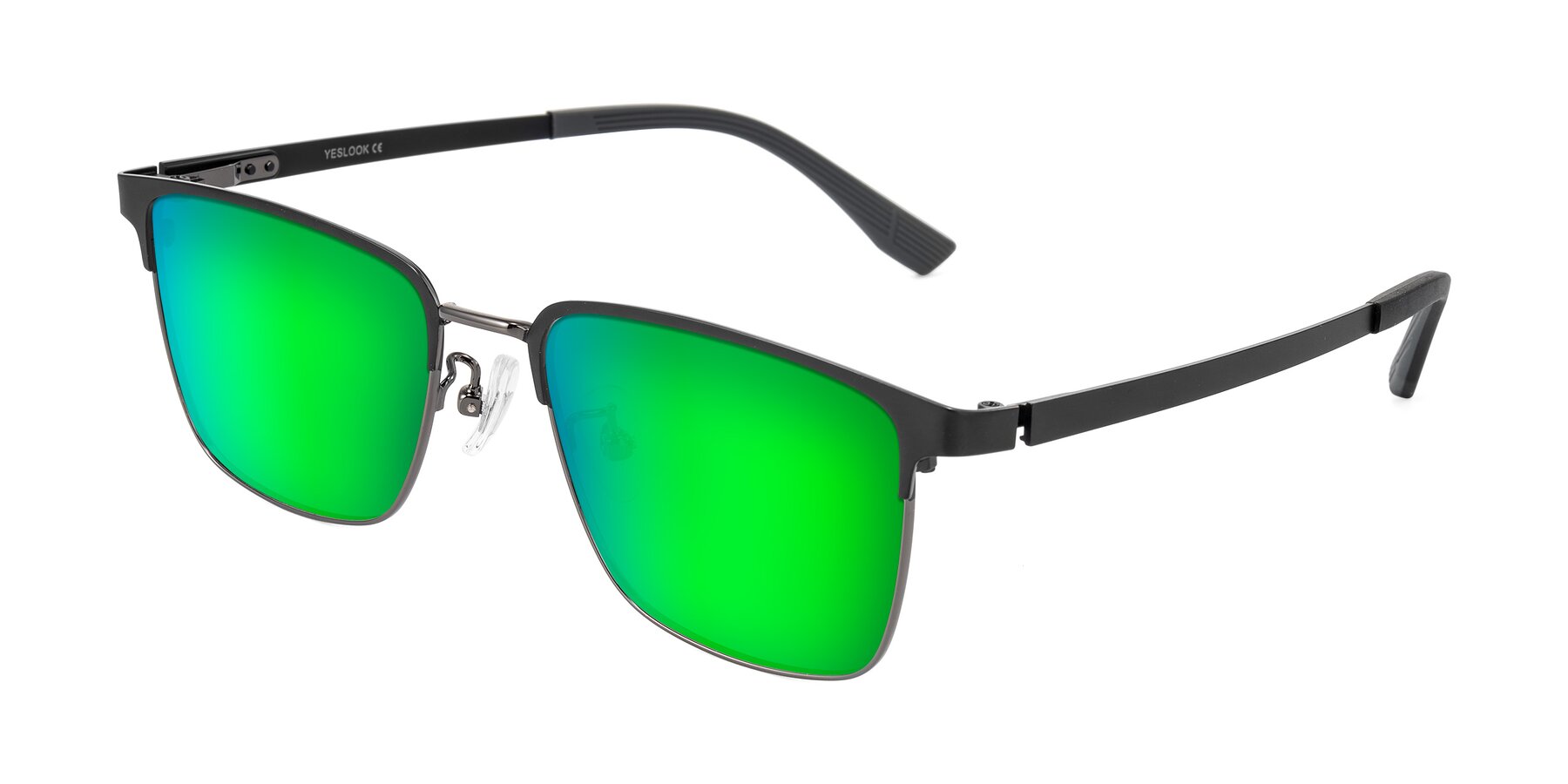Angle of Rosita in Black/Gunmetal with Green Mirrored Lenses