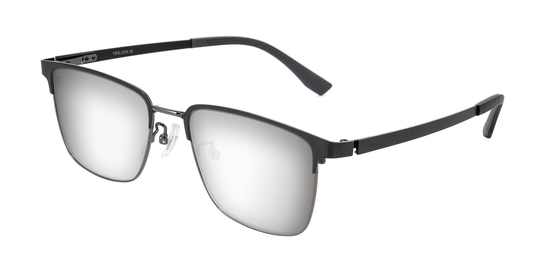 Angle of Rosita in Black/Gunmetal with Silver Mirrored Lenses