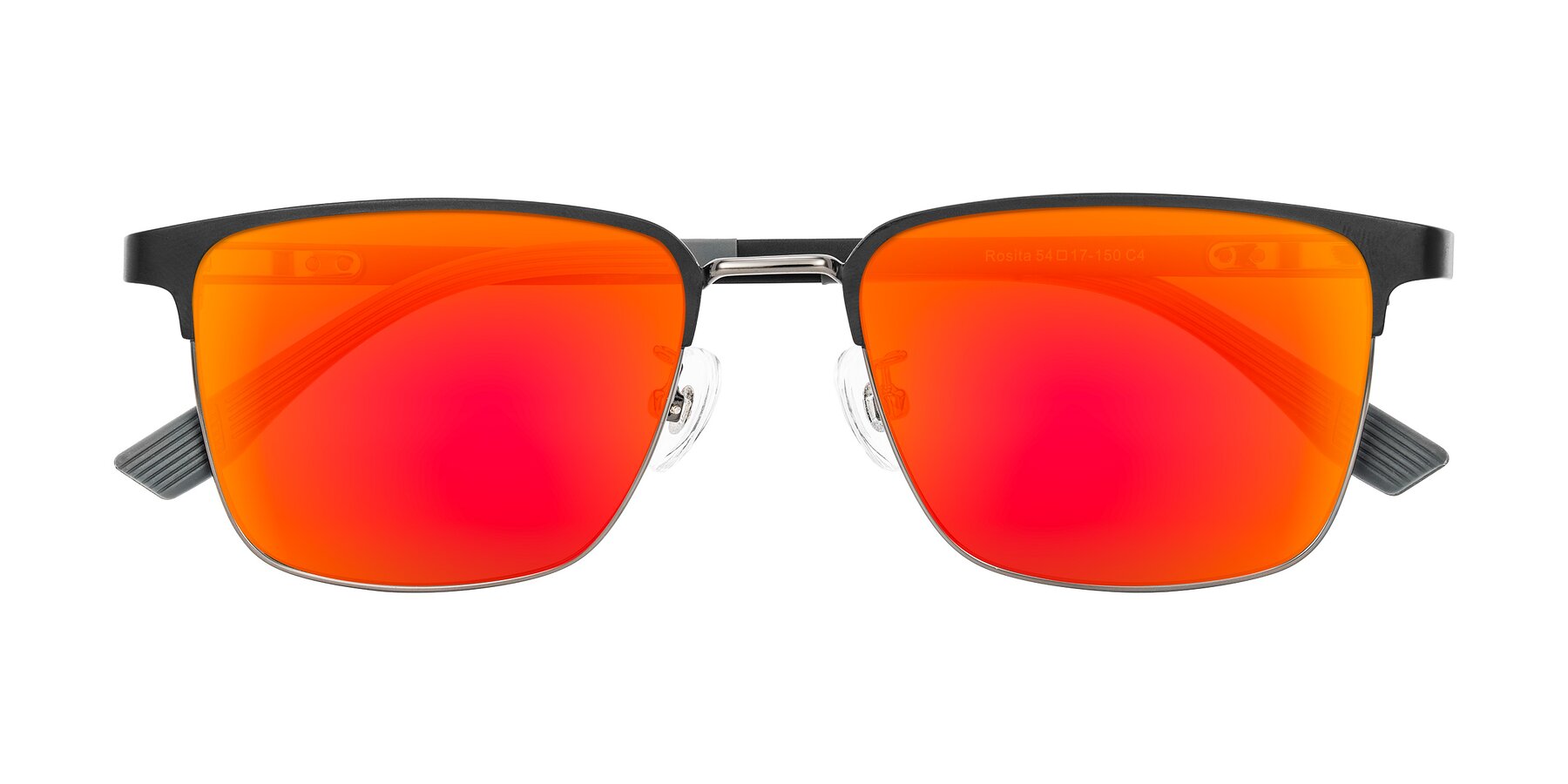 Folded Front of Rosita in Black/Gunmetal with Red Gold Mirrored Lenses