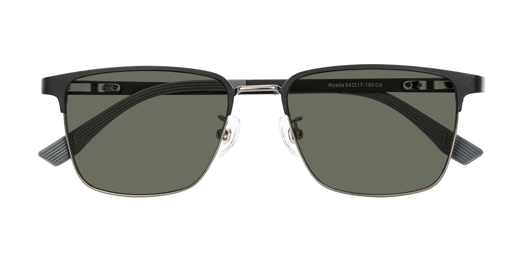 Folded Front of Rosita in Black/Gunmetal with Gray Polarized Lenses