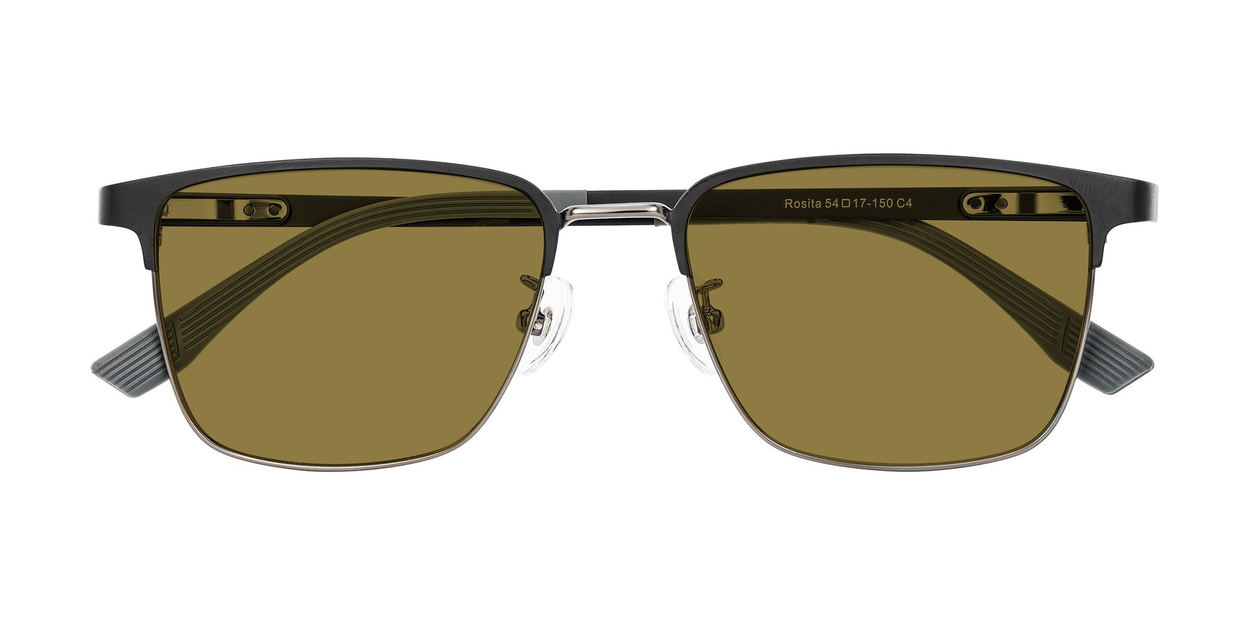 Folded Front of Rosita in Black/Gunmetal with Brown Polarized Lenses