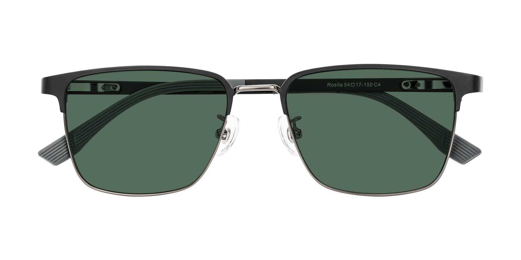 Folded Front of Rosita in Black/Gunmetal with Green Polarized Lenses