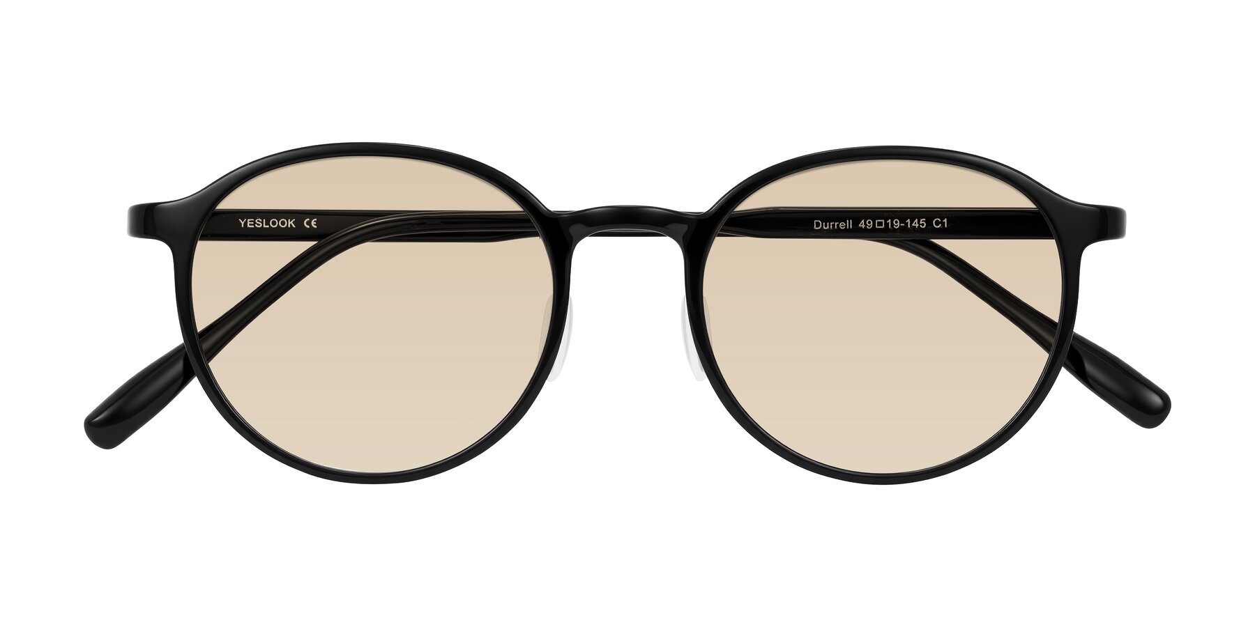 Folded Front of Durrell in Black with Light Brown Tinted Lenses