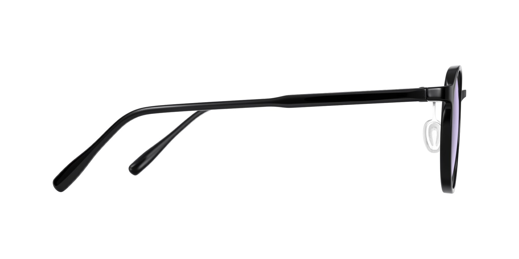 Side of Durrell in Black with Light Purple Tinted Lenses