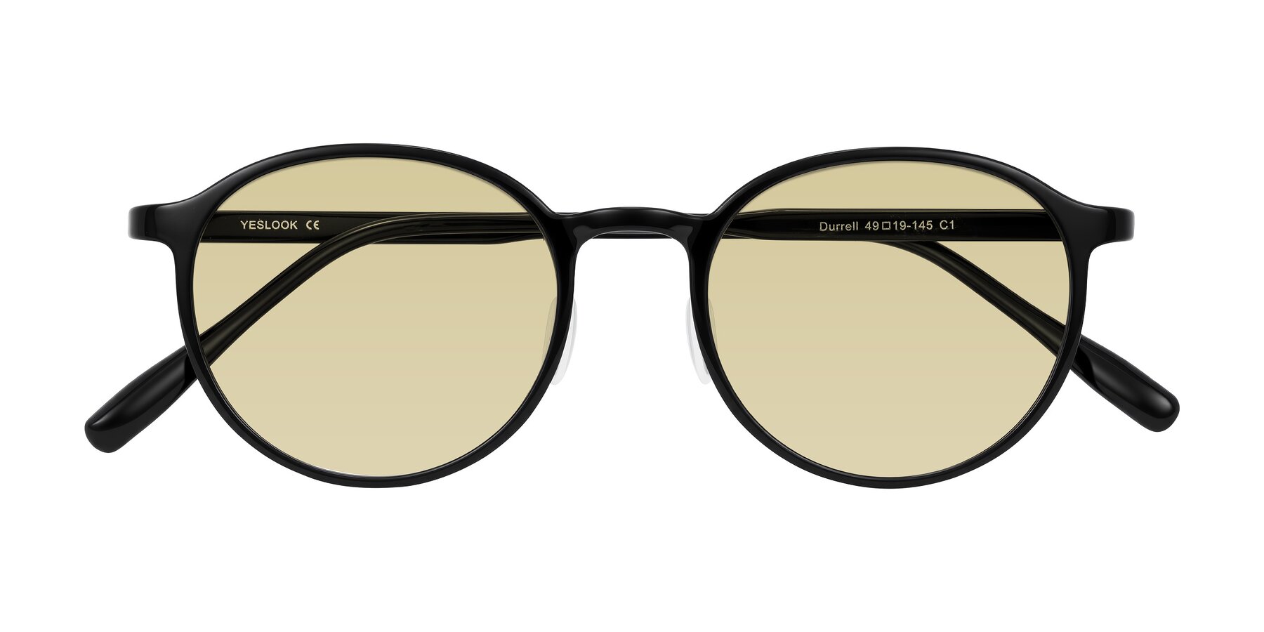 Folded Front of Durrell in Black with Light Champagne Tinted Lenses